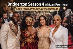 Bridgerton Season 4 African premiere dazzles Cape Town with an AfroCouture masquerade red carpet event celebrating culture, fashion and Netflix stars.