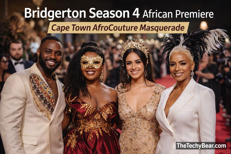 Bridgerton Season 4 African premiere dazzles Cape Town with an AfroCouture masquerade red carpet event celebrating culture, fashion and Netflix stars.