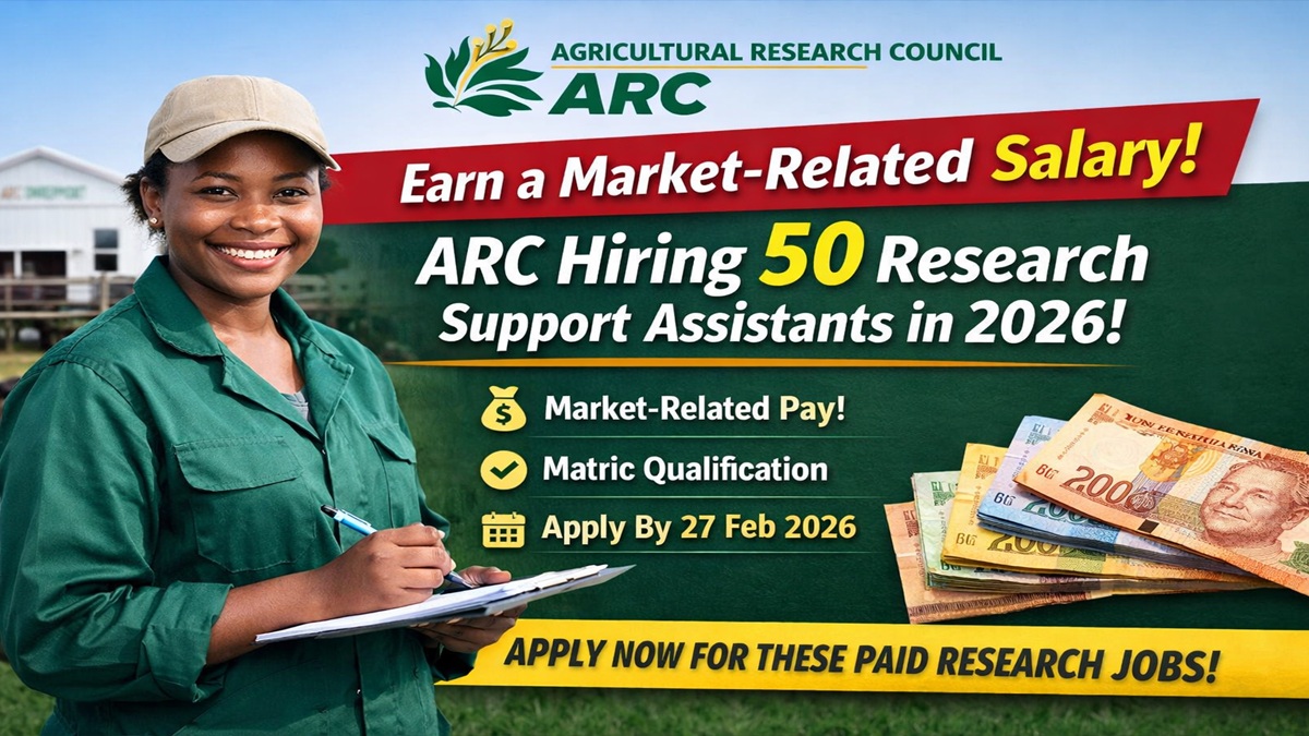 ARC hiring 50 Research Support Assistants in 2026 with market-related salary at Irene Pretoria