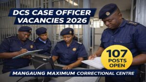 Correctional services officers working at Mangaung Maximum Correctional Centre for DCS Case Officer Vacancies 2026