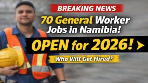 70 General Worker Vacancies in Namibia 2026 with workers wearing safety gear and job hiring announcement