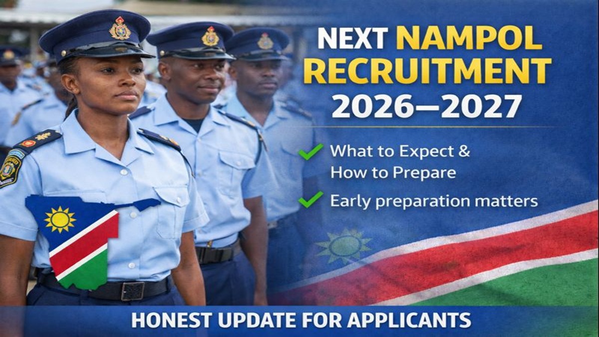 Namibia Police Force officers during training, representing next NAMPOL recruitment 2026–2027 and preparation for applicants