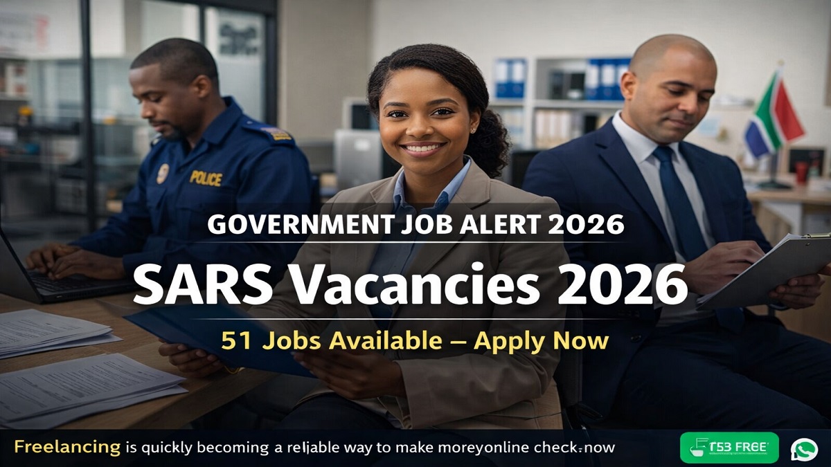 SARS Vacancies 2026 government job update showing professionals working in an official office environment with 51 jobs available